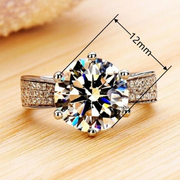 Beautiful 925 Sterling Silver 6ct Cushion Diamond Ring - Picture 3 of 3